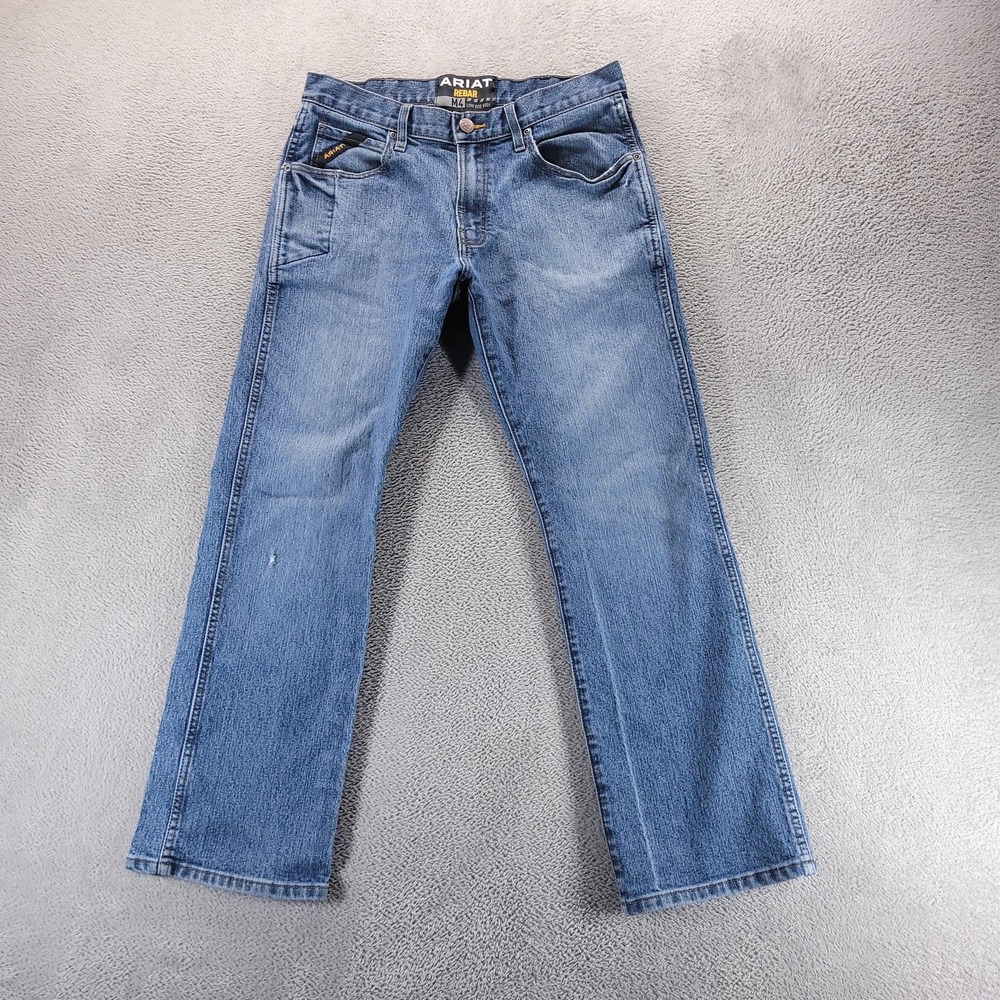 Ariat Rebar M4 Jeans Mens 30x30 Blue Low Rise Bootcut Stretch Workwear
